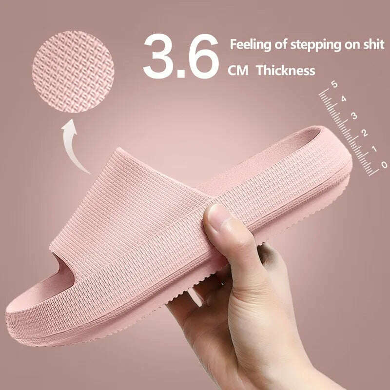 KIMLUD, Women  Slippers Thick Sole Summer Men Beach Slides Bathroom Anti-Slip Slipper Soft Sandals Fashion Flip-Flops Ultra-Light Shoes, A-3.6cm-Pink / 36-37, KIMLUD APPAREL - Womens Clothes