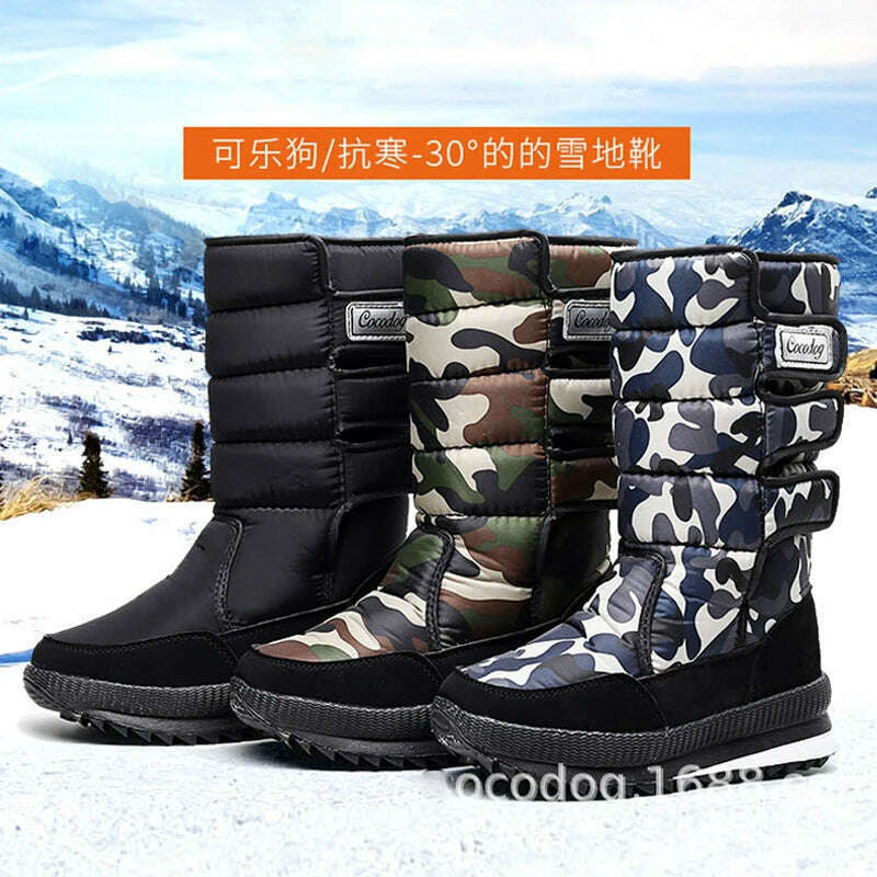 KIMLUD, Women Snow Boots Platform Winter Boots Thick Plush Waterproof Non-slip Boots Fashion Women Winter Shoes Warm Fur Botas mujer, KIMLUD Womens Clothes