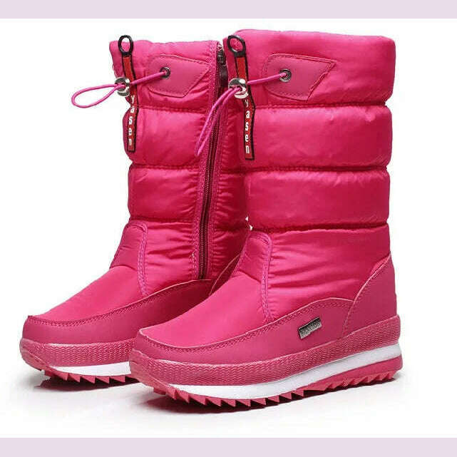 KIMLUD, Women Snow Boots Platform Winter Boots Thick Plush Waterproof Non-slip Boots Fashion Women Winter Shoes Warm Fur Botas mujer, Pink / 36, KIMLUD APPAREL - Womens Clothes