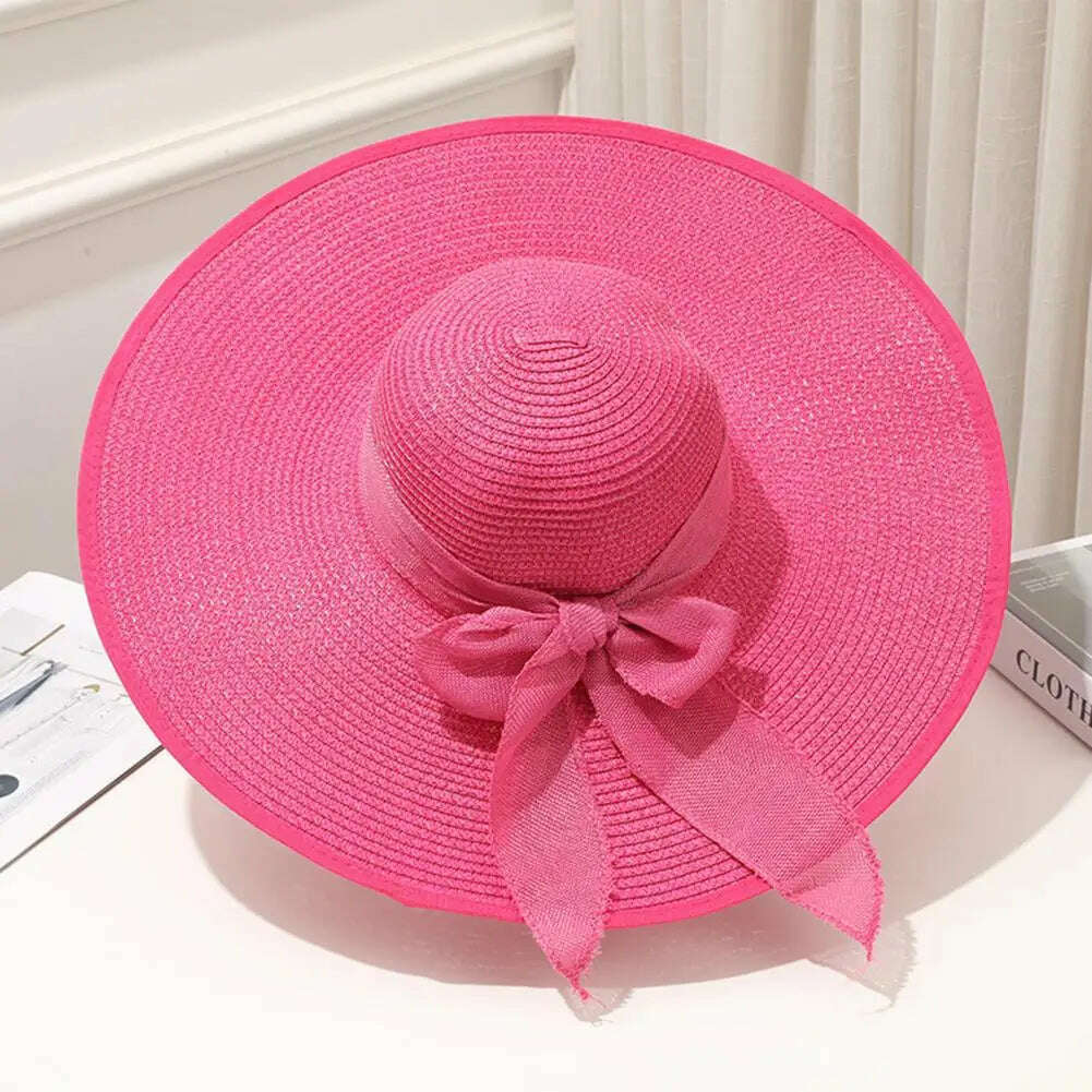 KIMLUD, Women Straw Hat Bow-knot Decor Foldable Sunscreen Summer Holiday Women Fisherman Hat   Women Fisherman Hat  for Adult, KIMLUD Womens Clothes