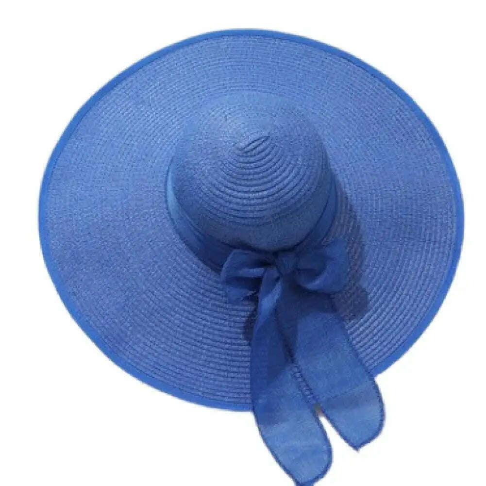 KIMLUD, Women Straw Hat Bow-knot Decor Foldable Sunscreen Summer Holiday Women Fisherman Hat   Women Fisherman Hat  for Adult, Royal Blue / One Size / CHINA, KIMLUD APPAREL - Womens Clothes