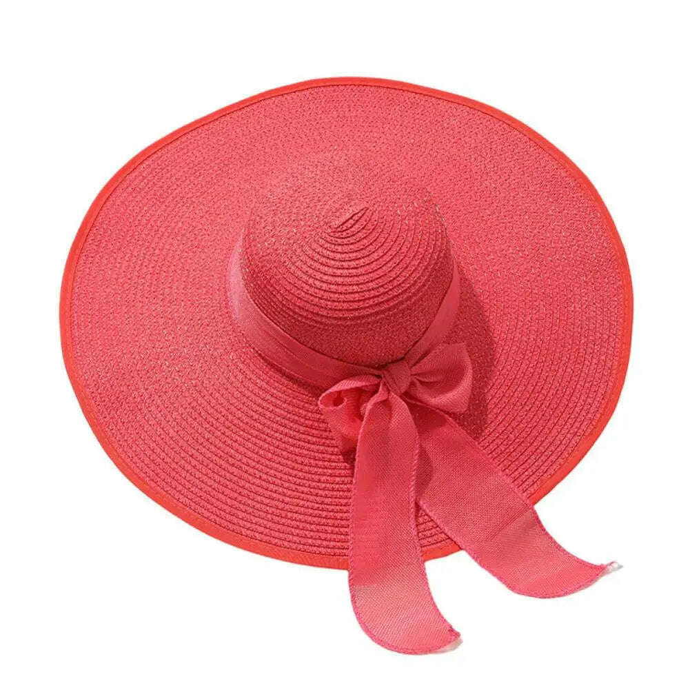 KIMLUD, Women Straw Hat Bow-knot Decor Foldable Sunscreen Summer Holiday Women Fisherman Hat   Women Fisherman Hat  for Adult, KIMLUD Womens Clothes