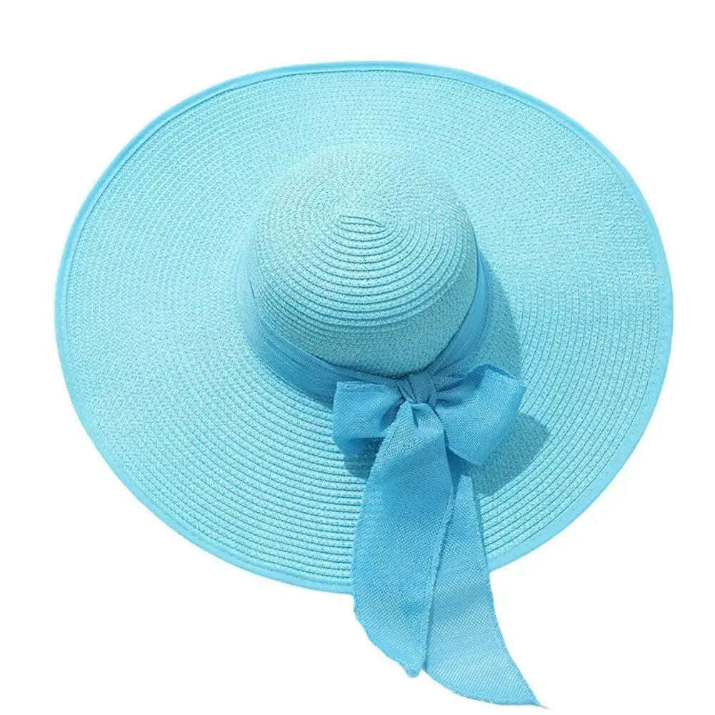 Women Straw Hat Bow-knot Decor Foldable Sunscreen Summer Holiday Women Fisherman Hat Women Fisherman Hat for Adult - KIMLUD