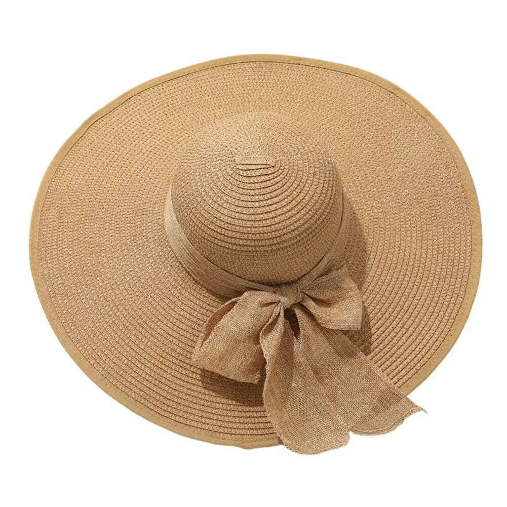 KIMLUD, Women Straw Hat Bow-knot Decor Foldable Sunscreen Summer Holiday Women Fisherman Hat   Women Fisherman Hat  for Adult, KIMLUD Womens Clothes