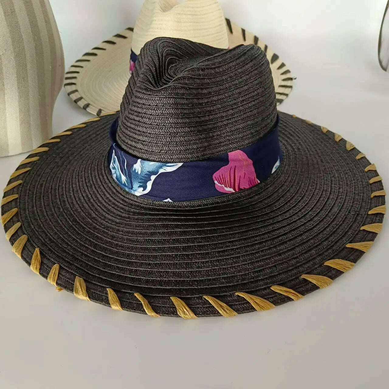 KIMLUD, women straw hat  Flat Top Straw Hat Vacation Casual Shopping Beach Hats for Woman Hats for girls Church Courtesy Panama Sun Hat, 36 / M 56-58CM, KIMLUD APPAREL - Womens Clothes