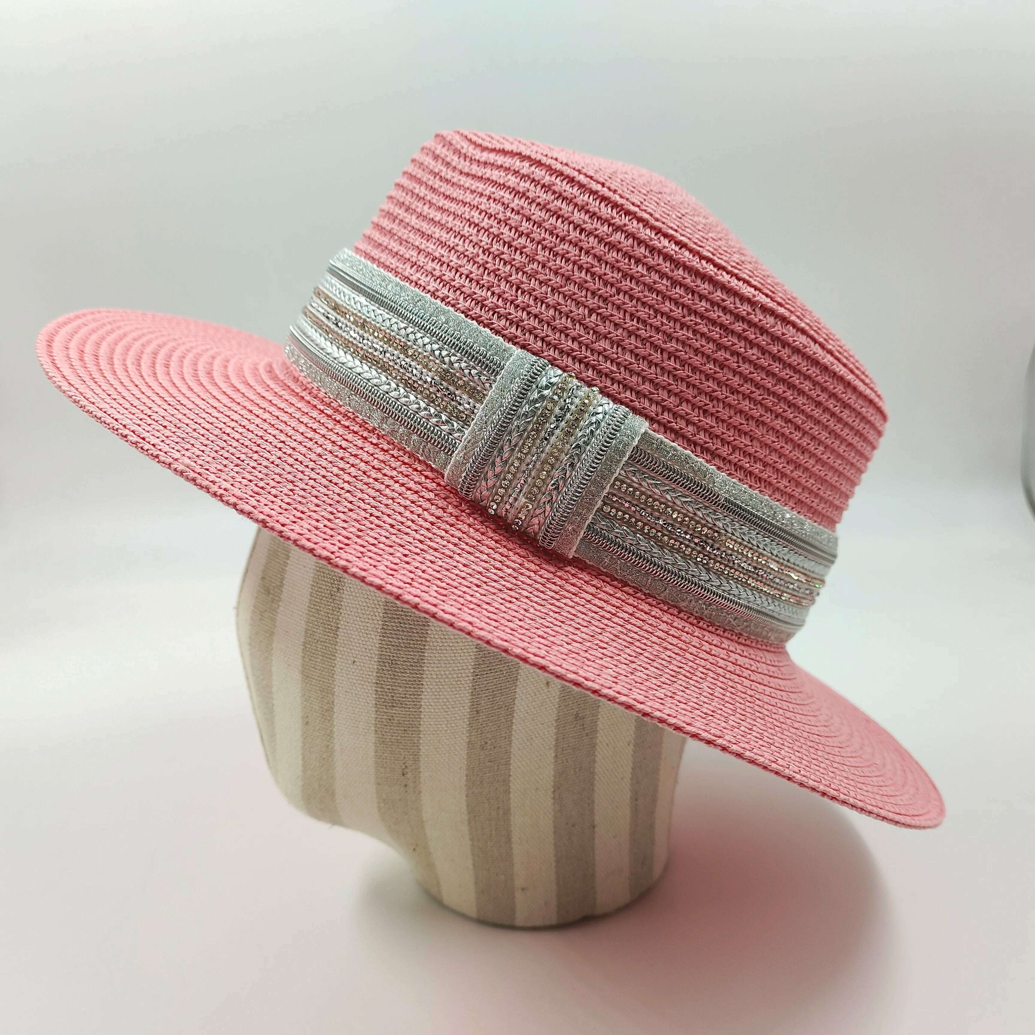 women straw hat Flat Top Straw Hat Vacation Casual Shopping Beach Hats for Woman Hats for girls Church Courtesy Panama Sun Hat - KIMLUD