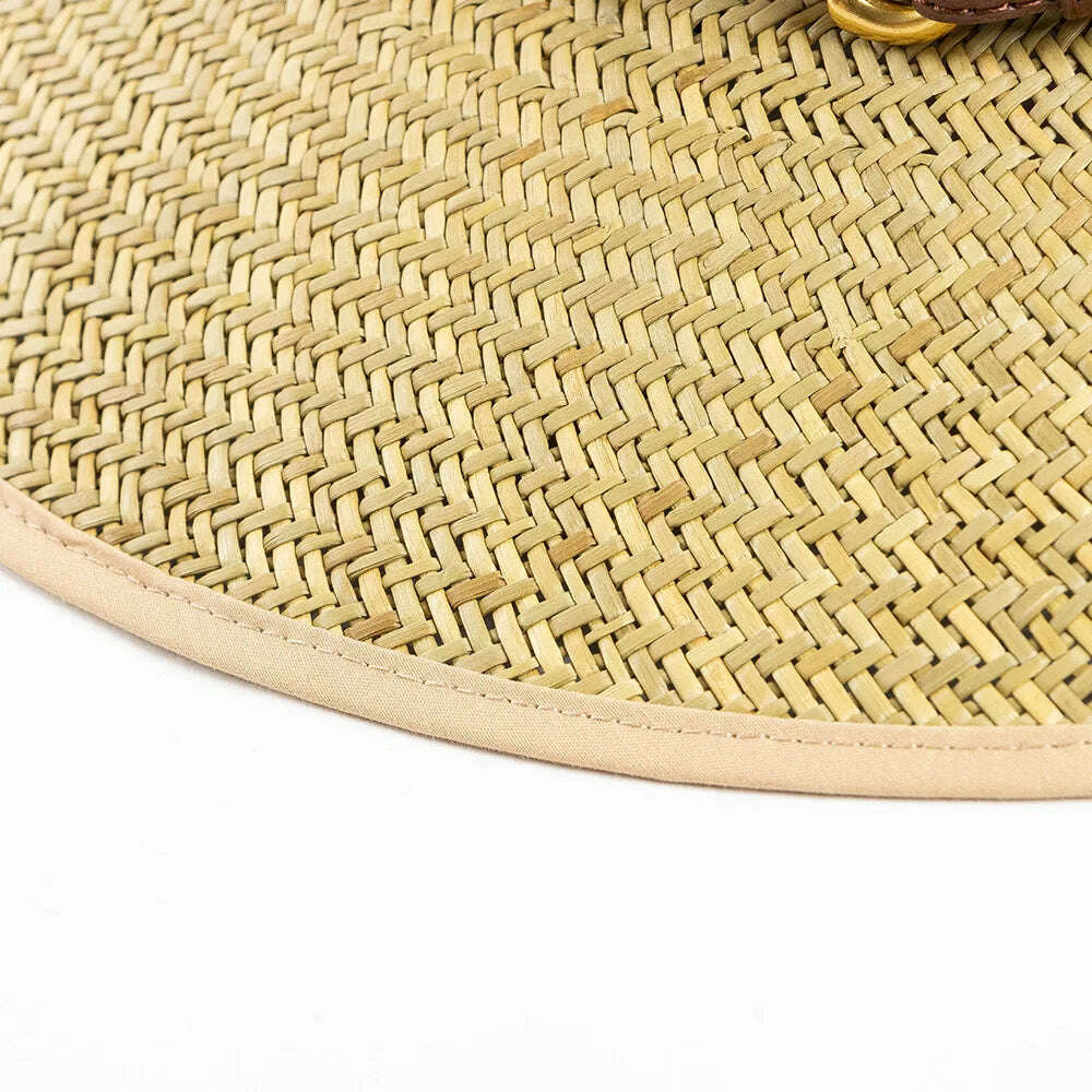 Women Summer Hats Metal Belt Decorated straw hat Lifeguard Sun Hat Ladies Outdoor Hat Travel Hat - KIMLUD