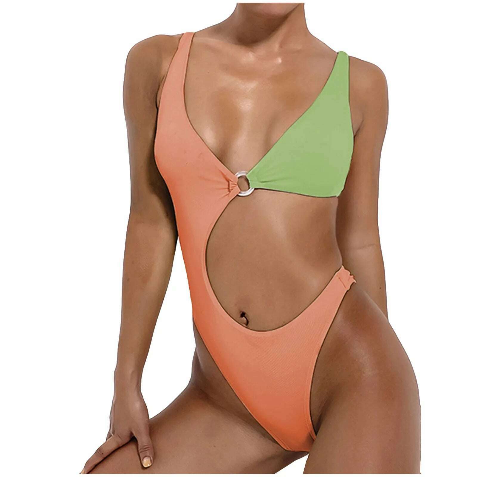 KIMLUD, Women Swimwear Contrast Solid Color Swimsuit Bikini Swimming Beachwear High Waist Female Bathing Suit Biquinis, KIMLUD Womens Clothes