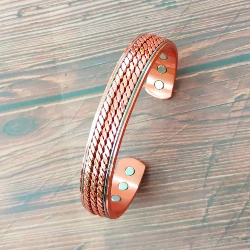 KIMLUD, Women Tibetan Pure Copper Magnetic Healing Bracelet India Pattern Men's Spiritual Yoga Jewelry Adjustable Rope Inlay Style, KIMLUD Womens Clothes