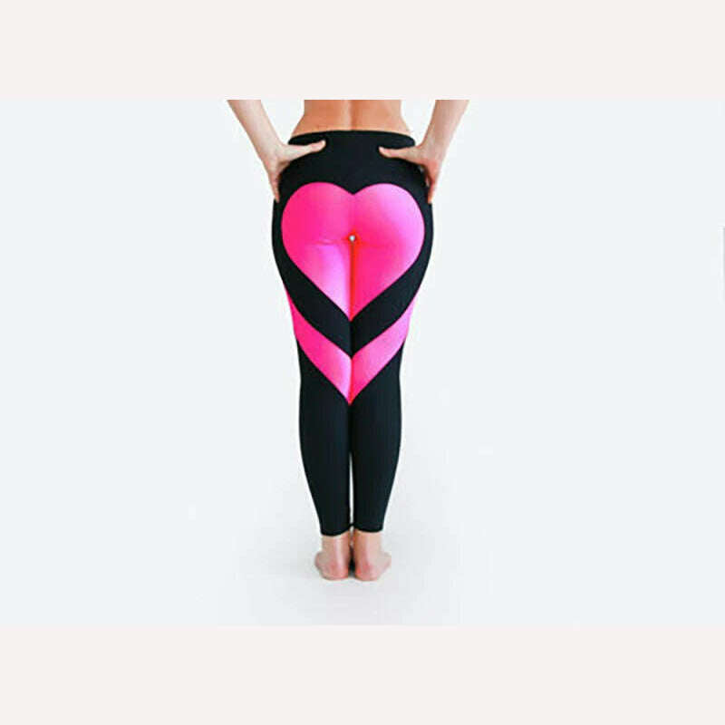 KIMLUD, Women Tight Peach Hip Love Leggings High Waist Yoga Pants New Black Red Pink Printed High Elastic Sport Milk Silk Fitness Legins, 3 / XS, KIMLUD APPAREL - Womens Clothes