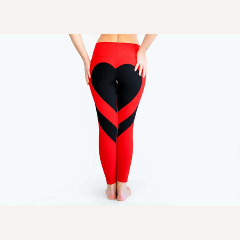 KIMLUD, Women Tight Peach Hip Love Leggings High Waist Yoga Pants New Black Red Pink Printed High Elastic Sport Milk Silk Fitness Legins, 2 / XS, KIMLUD APPAREL - Womens Clothes