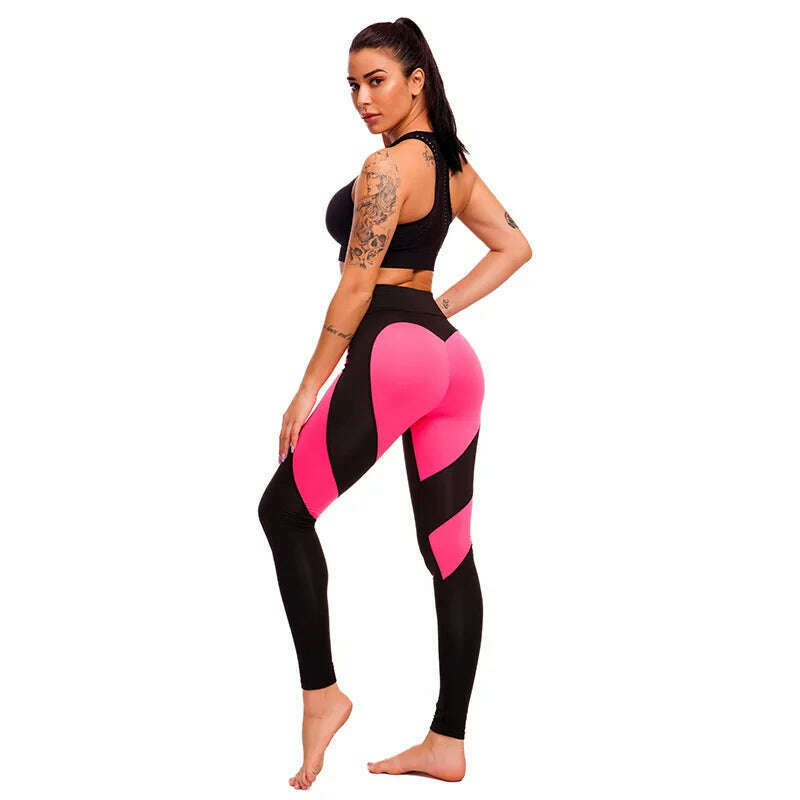 KIMLUD, Women Tight Peach Hip Love Leggings High Waist Yoga Pants New Black Red Pink Printed High Elastic Sport Milk Silk Fitness Legins, KIMLUD Womens Clothes