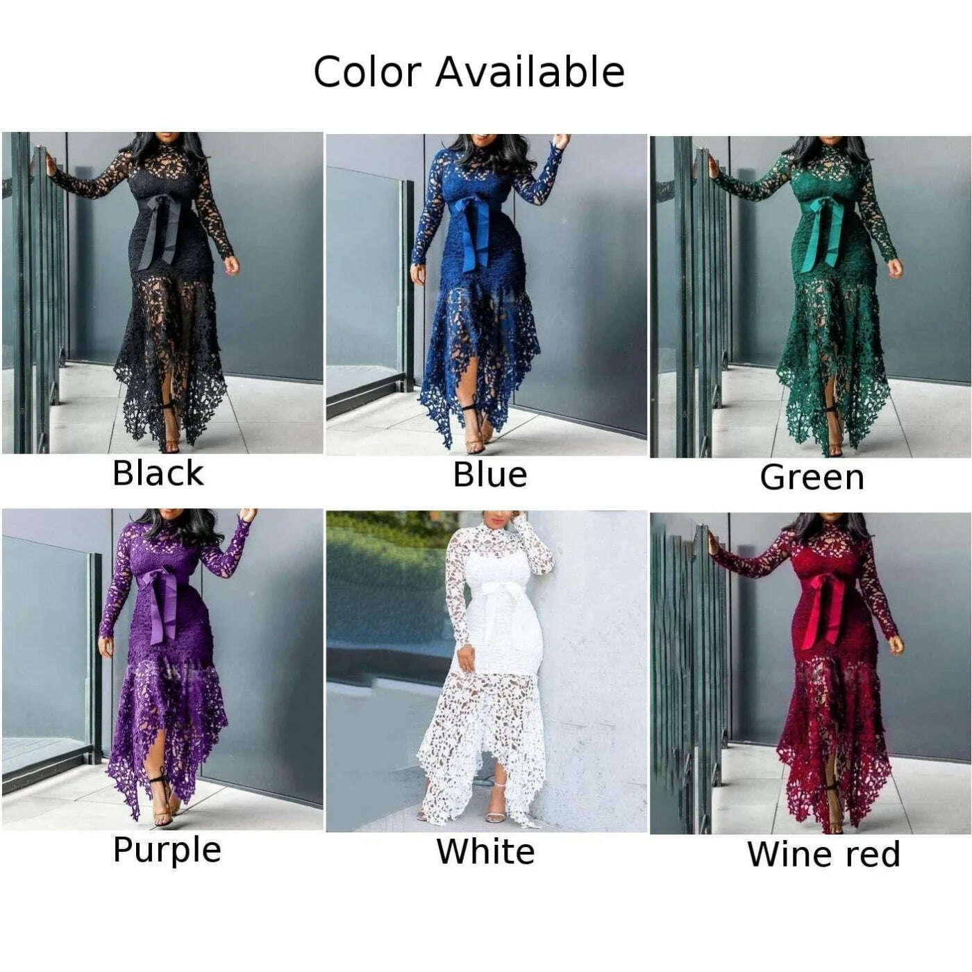 Women Vintage Party Dress Sexy Black Lace Long Dress Prom Evening Party Dress Bodycon Plus Size Lace Solid Color Elegant Dress - KIMLUD
