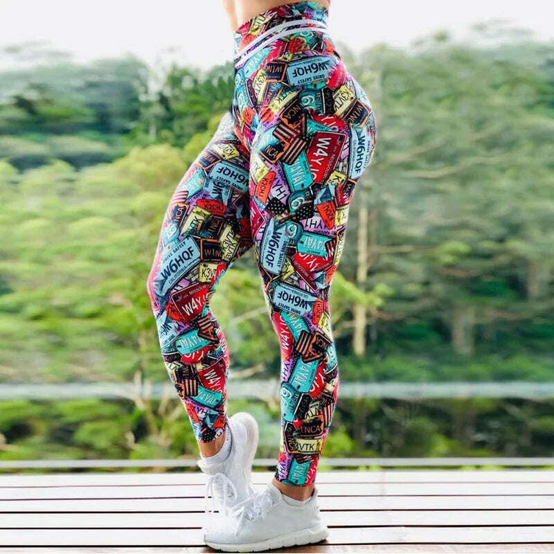 KIMLUD, Women Yoga Sport Leggins Gym Training Weave Printed Leggings High Waist Elastic Yoga Pants Fitness Joggings Running Femme, KIMLUD Womens Clothes