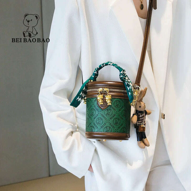 Women's Bag 2023 New Bucket Bag Niche Cylinder Bag Crossbody Bag Large Capacity Shoulder Bag Mobile Zero Wallet Handbags - KIMLUD