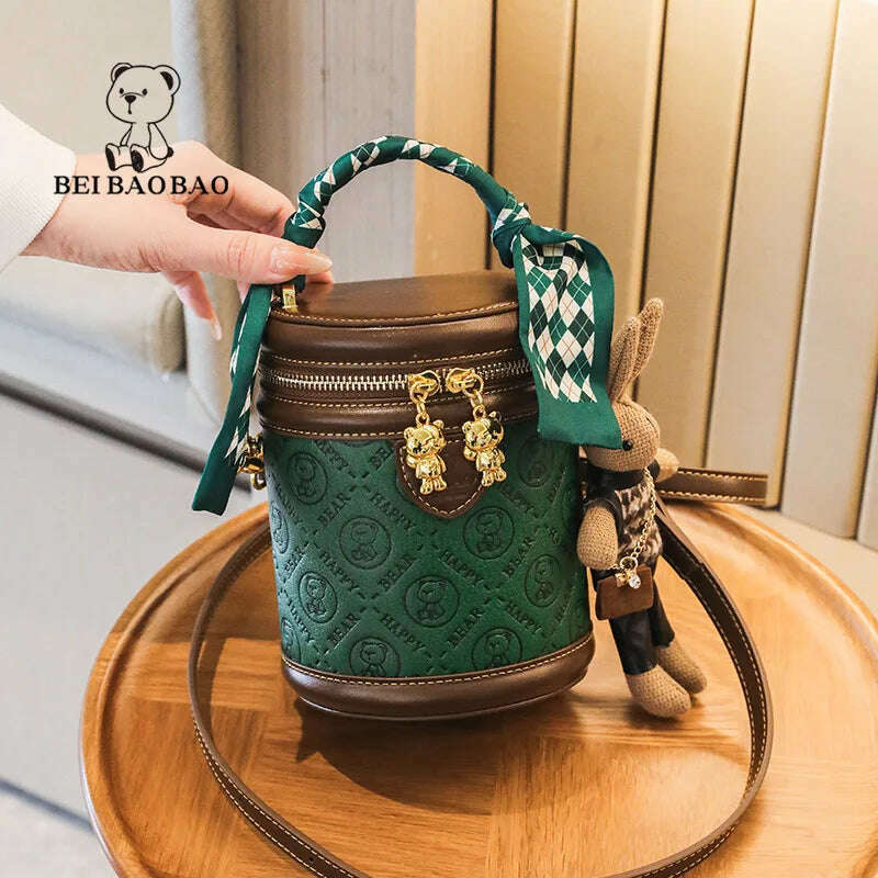 Women's Bag 2023 New Bucket Bag Niche Cylinder Bag Crossbody Bag Large Capacity Shoulder Bag Mobile Zero Wallet Handbags - KIMLUD