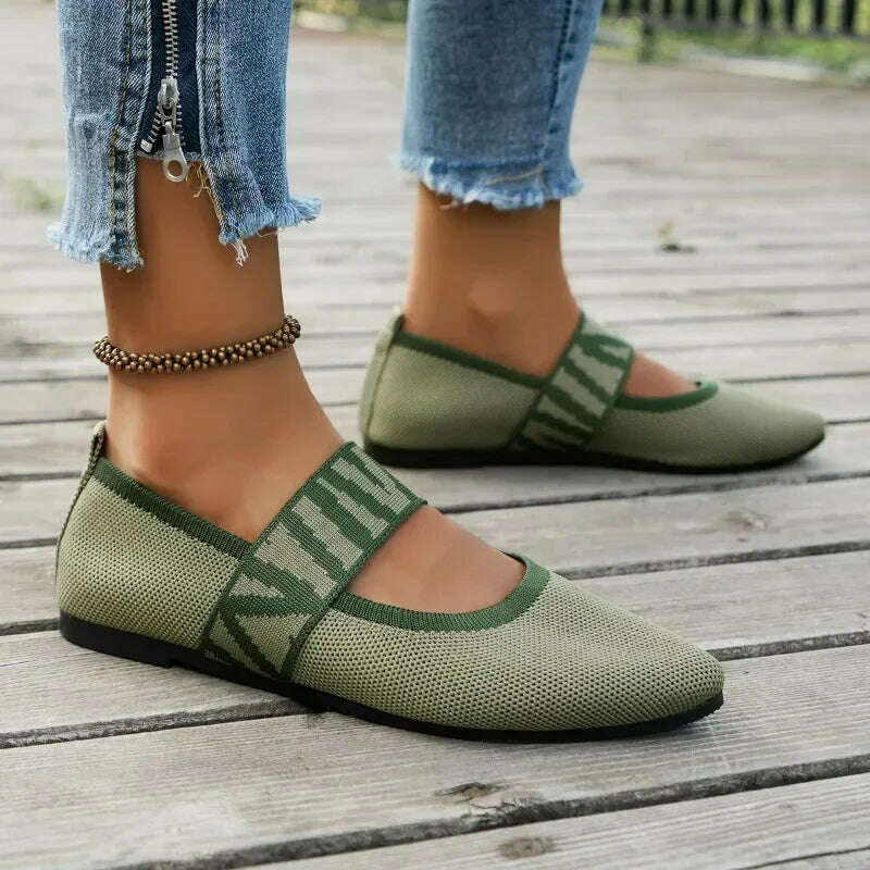 KIMLUD, Women's Ballet Flats Casual Shoes Low Heel Elegant Women's Sneakers Comfortable Pointed Toe Mesh Breathable Work Shoes, 40 / 619-Green, KIMLUD APPAREL - Womens Clothes