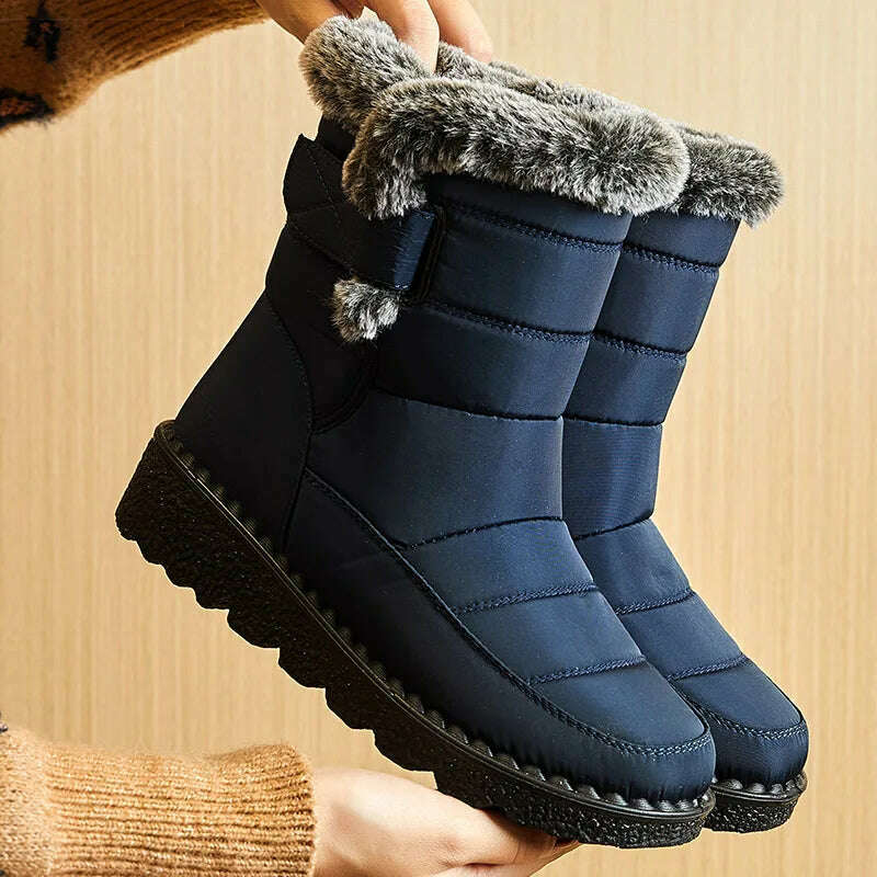 KIMLUD, Women's Boots 2024 Trend Winter Shoes For Woman Winter Boots Ankle Low Heels Botas Mujer Waterproof Snow Boots With Fur Shoes, KIMLUD Womens Clothes