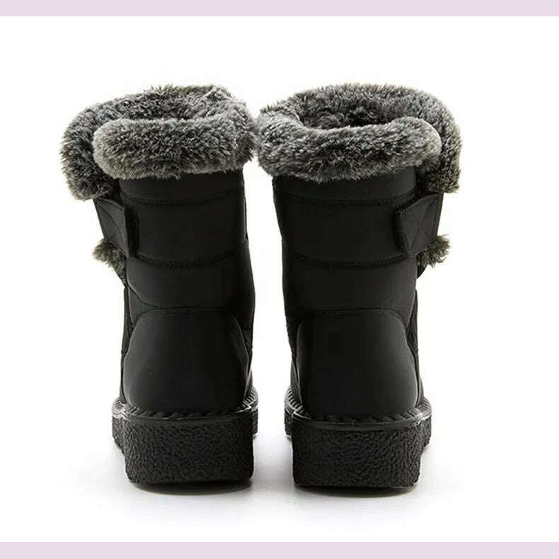 KIMLUD, Women's Boots 2024 Trend Winter Shoes For Woman Winter Boots Ankle Low Heels Botas Mujer Waterproof Snow Boots With Fur Shoes, KIMLUD Womens Clothes