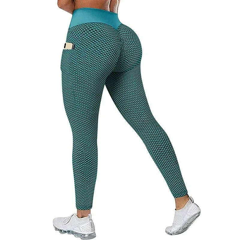 KIMLUD, Women's Casual Fitness Trousers High Waist Pocket Yoga Leggings Scrunch Butt Workout Tights High Waist Push Up Yoga Gym Leggings, Green / S / CN, KIMLUD APPAREL - Womens Clothes