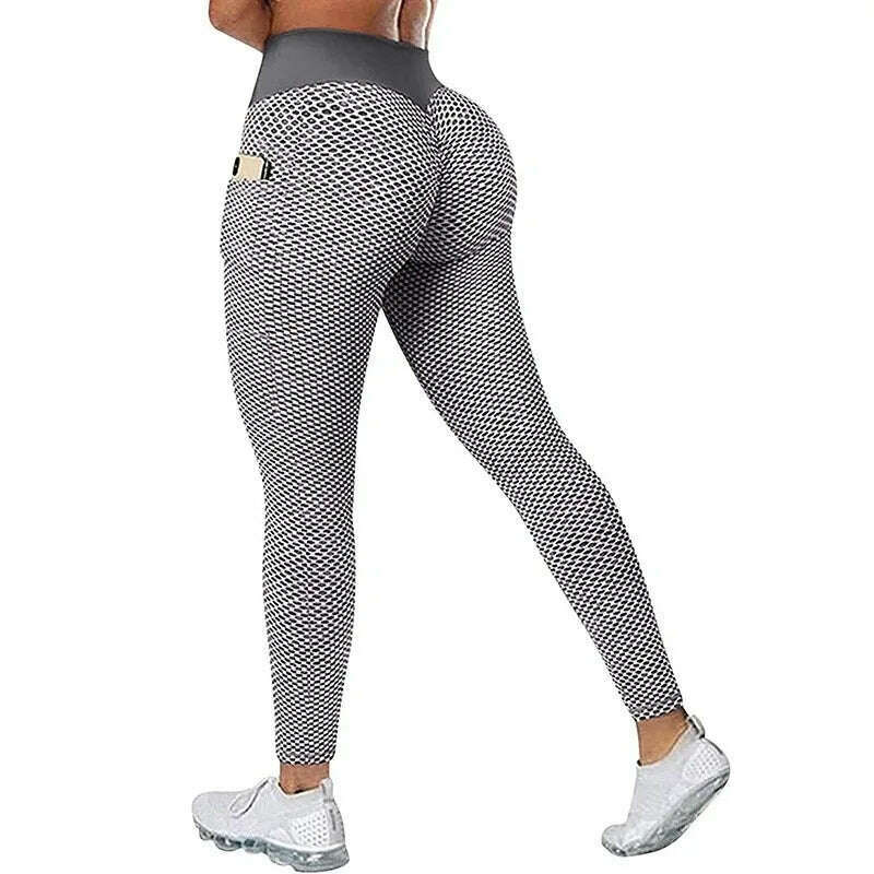 KIMLUD, Women's Casual Fitness Trousers High Waist Pocket Yoga Leggings Scrunch Butt Workout Tights High Waist Push Up Yoga Gym Leggings, KIMLUD Womens Clothes