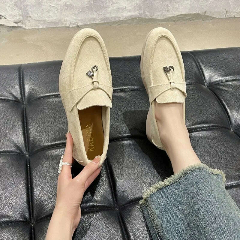 KIMLUD, Women's flat sports casual shoes Spring and autumn thick soled suede loafers casual women walking non-slip women's casual shoes, KIMLUD Womens Clothes