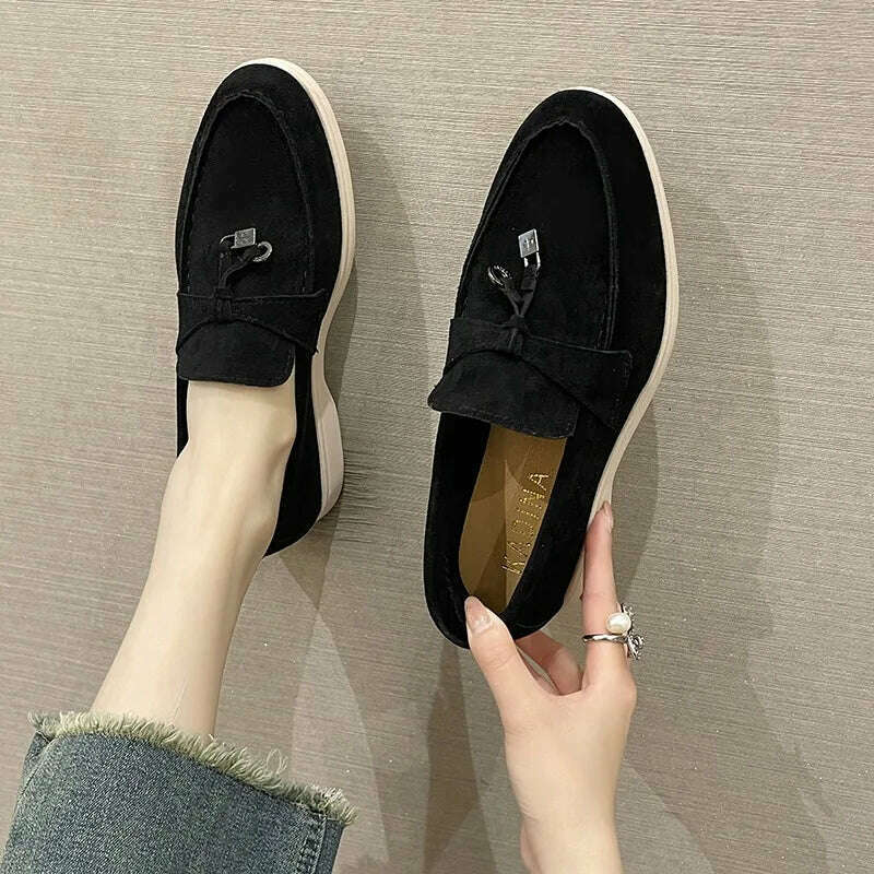 KIMLUD, Women's flat sports casual shoes Spring and autumn thick soled suede loafers casual women walking non-slip women's casual shoes, KIMLUD Womens Clothes