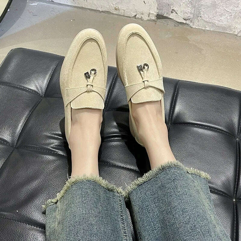 KIMLUD, Women's flat sports casual shoes Spring and autumn thick soled suede loafers casual women walking non-slip women's casual shoes, KIMLUD Womens Clothes