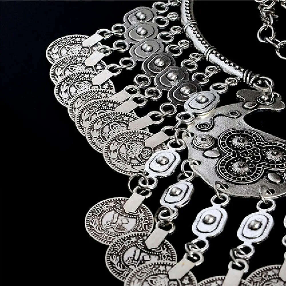 KIMLUD, Women's Necklace Bohemian Tribal Vintage Coin Gypsy Chain Choker Statement Necklace Party Pendant Jewelry Ladies Jewelry Gifts, KIMLUD Womens Clothes