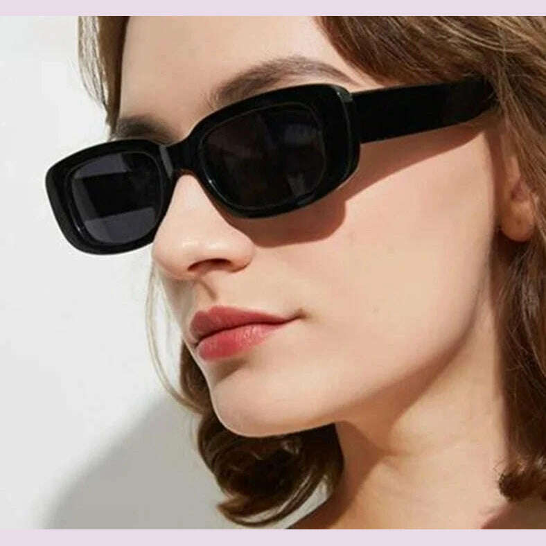 Women's Rectangle Retro Sunglasses Square Designer Small Sunglasses Women Female Sun Glasses Vintage Driving Shades UV400 - KIMLUD