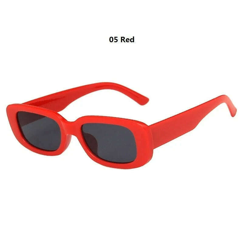 KIMLUD, Women's Rectangle Retro Sunglasses Square Designer Small Sunglasses Women Female Sun Glasses Vintage Driving Shades UV400, 05 Red, KIMLUD APPAREL - Womens Clothes