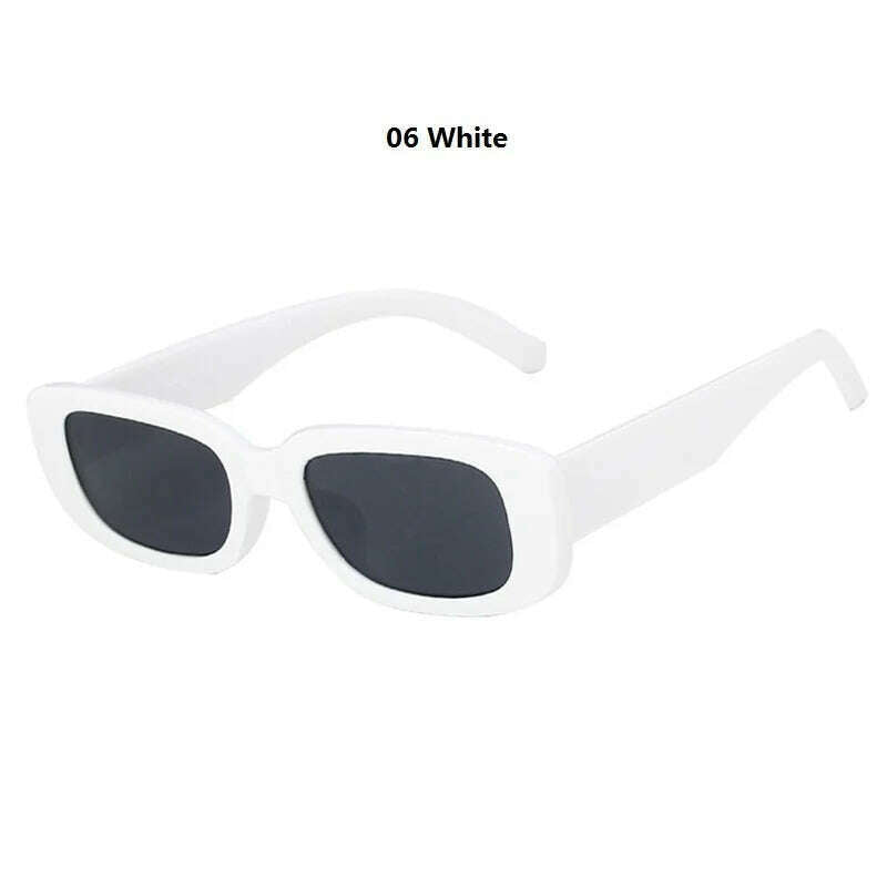 KIMLUD, Women's Rectangle Retro Sunglasses Square Designer Small Sunglasses Women Female Sun Glasses Vintage Driving Shades UV400, 06 White, KIMLUD APPAREL - Womens Clothes