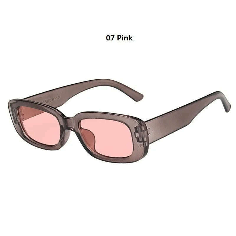 KIMLUD, Women's Rectangle Retro Sunglasses Square Designer Small Sunglasses Women Female Sun Glasses Vintage Driving Shades UV400, 07 Pink, KIMLUD APPAREL - Womens Clothes