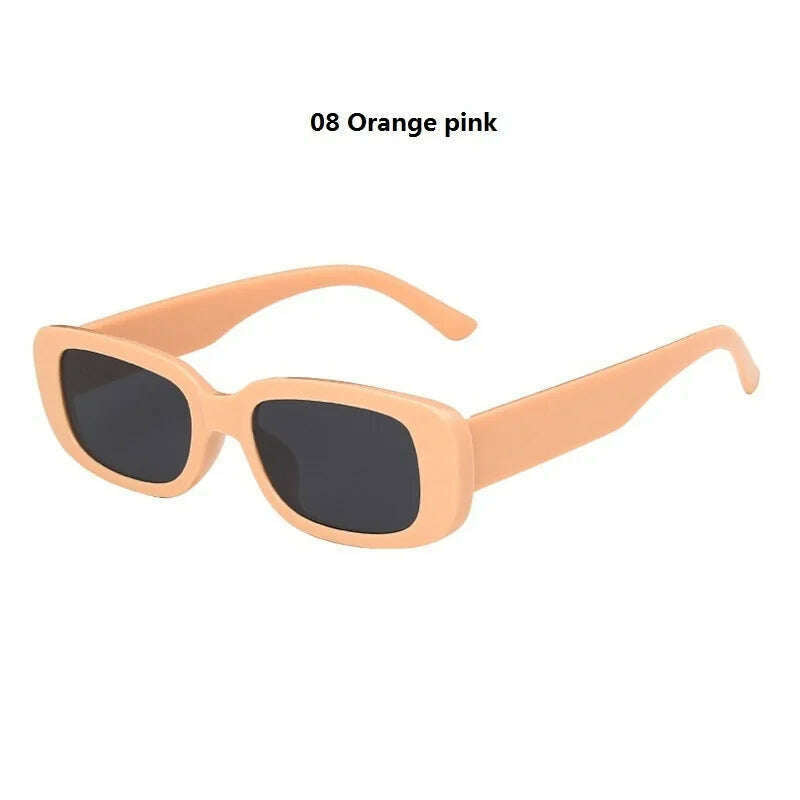 KIMLUD, Women's Rectangle Retro Sunglasses Square Designer Small Sunglasses Women Female Sun Glasses Vintage Driving Shades UV400, 08 Orange pink, KIMLUD APPAREL - Womens Clothes