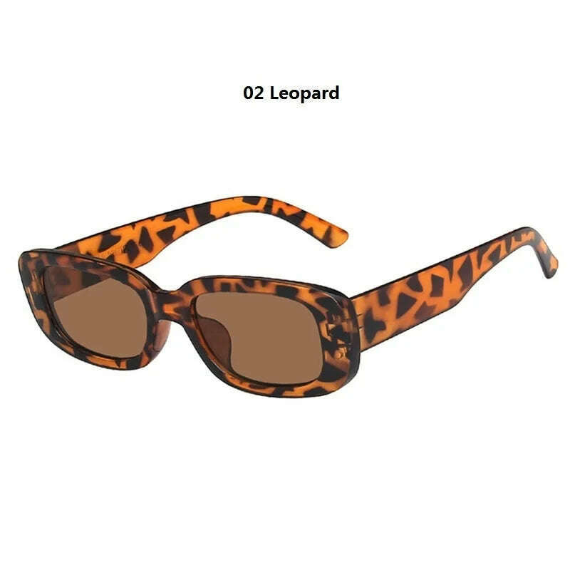 KIMLUD, Women's Rectangle Retro Sunglasses Square Designer Small Sunglasses Women Female Sun Glasses Vintage Driving Shades UV400, 02 Leopard, KIMLUD APPAREL - Womens Clothes