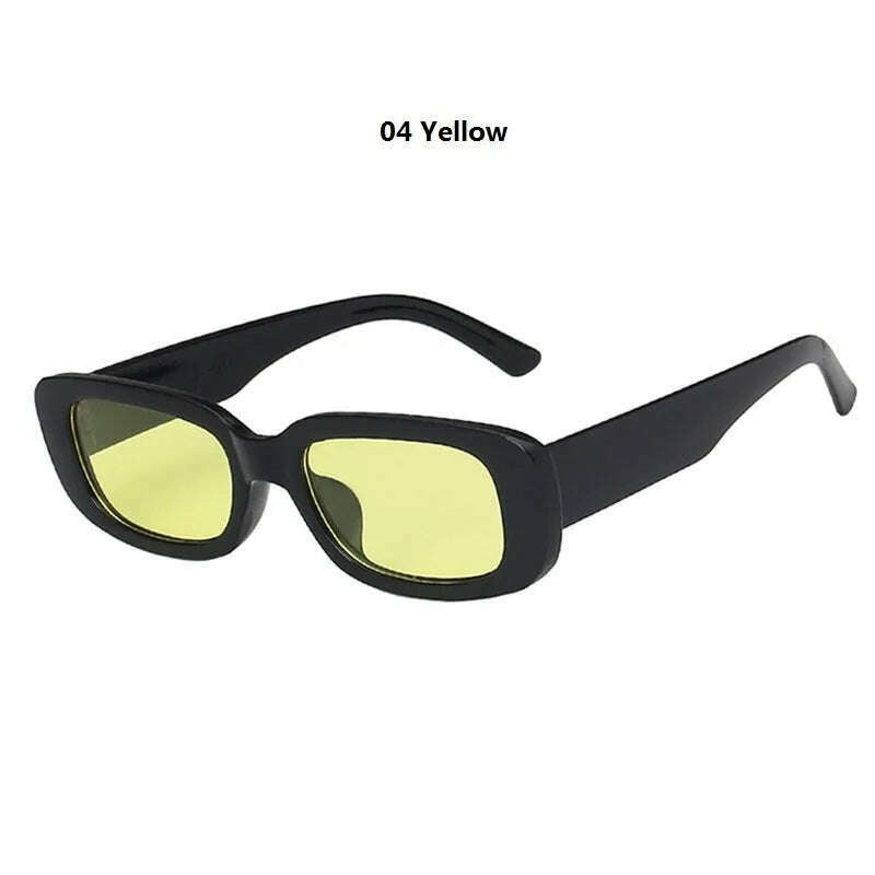 KIMLUD, Women's Rectangle Retro Sunglasses Square Designer Small Sunglasses Women Female Sun Glasses Vintage Driving Shades UV400, 04 Yellow, KIMLUD APPAREL - Womens Clothes