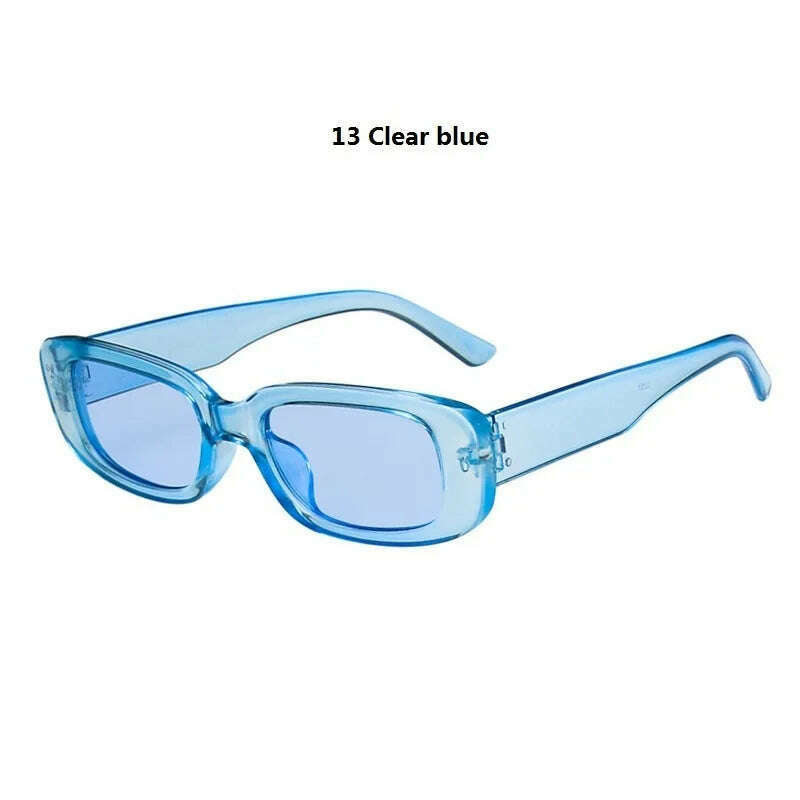 KIMLUD, Women's Rectangle Retro Sunglasses Square Designer Small Sunglasses Women Female Sun Glasses Vintage Driving Shades UV400, 13 Clear blue, KIMLUD APPAREL - Womens Clothes