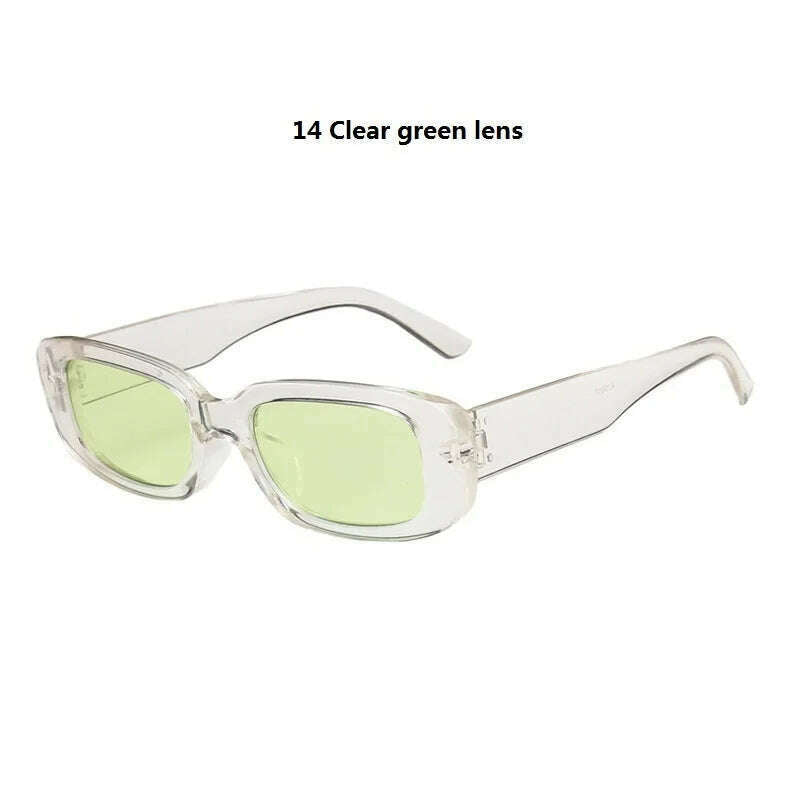 KIMLUD, Women's Rectangle Retro Sunglasses Square Designer Small Sunglasses Women Female Sun Glasses Vintage Driving Shades UV400, 14 Clear green lens, KIMLUD APPAREL - Womens Clothes