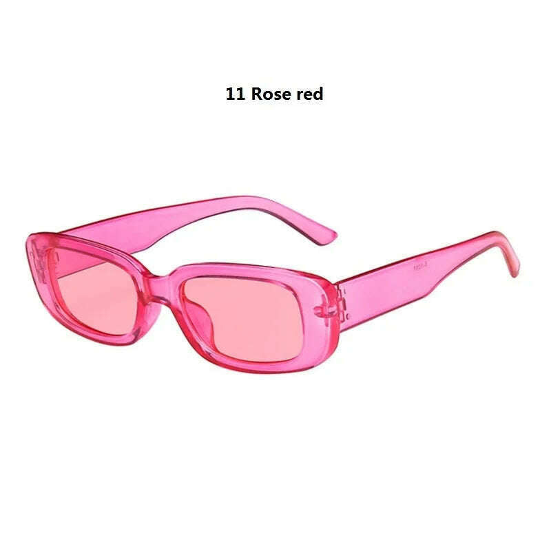 KIMLUD, Women's Rectangle Retro Sunglasses Square Designer Small Sunglasses Women Female Sun Glasses Vintage Driving Shades UV400, 11 Rose red, KIMLUD APPAREL - Womens Clothes