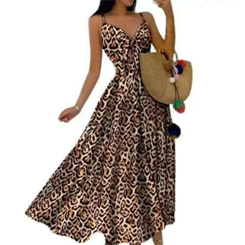 Women's Sling Long Dresses Summer Floral V-Neck Sleeveless Party Dress Beach Print Maxi Dress Casual Sundress 2021 New Fashion - KIMLUD