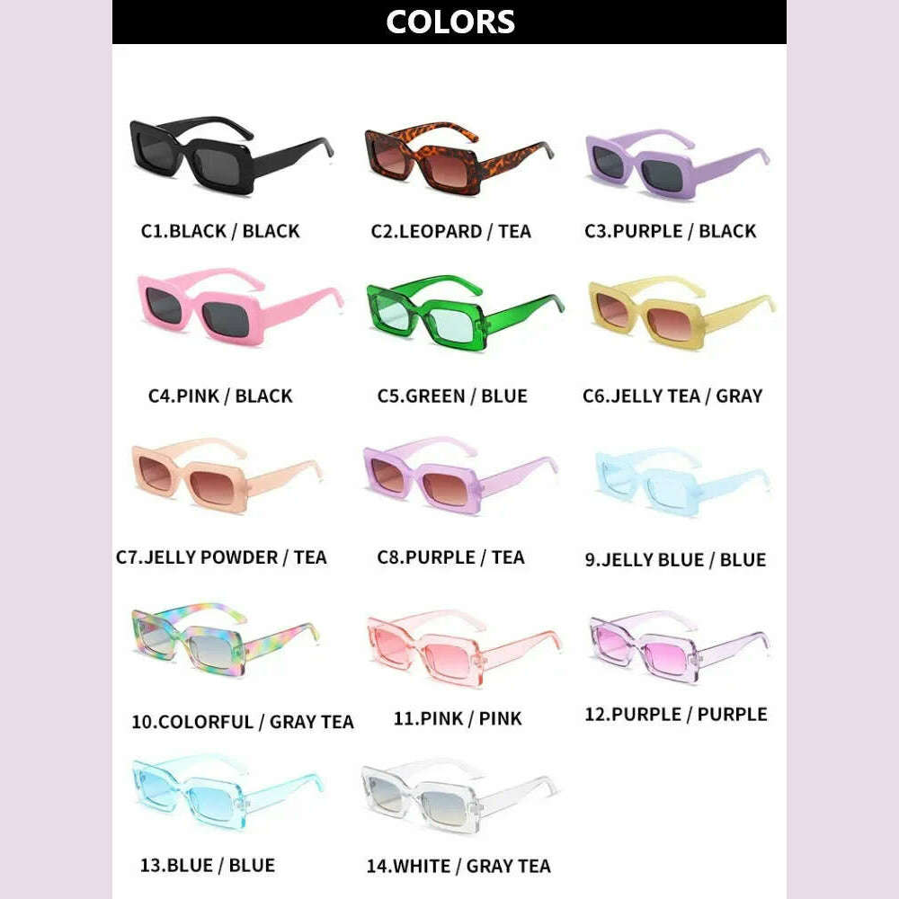 Women's Sunglasses 2022 Fashion Vintage Rectangle Frame Purple Pink Square Glasses Girls Sun Glasses Ladies Eyewear UV400 - KIMLUD