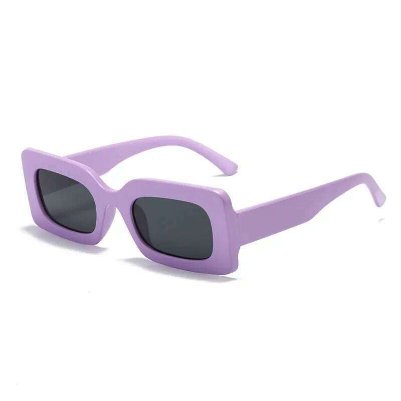 KIMLUD, Women's Sunglasses 2022 Fashion Vintage Rectangle Frame Purple Pink Square Glasses Girls Sun Glasses Ladies Eyewear UV400, matte purple gray / only 1pcs sunglasses, KIMLUD APPAREL - Womens Clothes