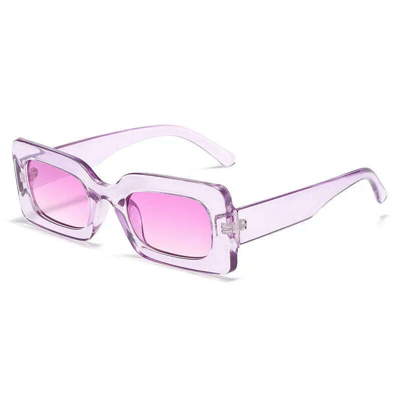 KIMLUD, Women's Sunglasses 2022 Fashion Vintage Rectangle Frame Purple Pink Square Glasses Girls Sun Glasses Ladies Eyewear UV400, purple double purple / only 1pcs sunglasses, KIMLUD APPAREL - Womens Clothes