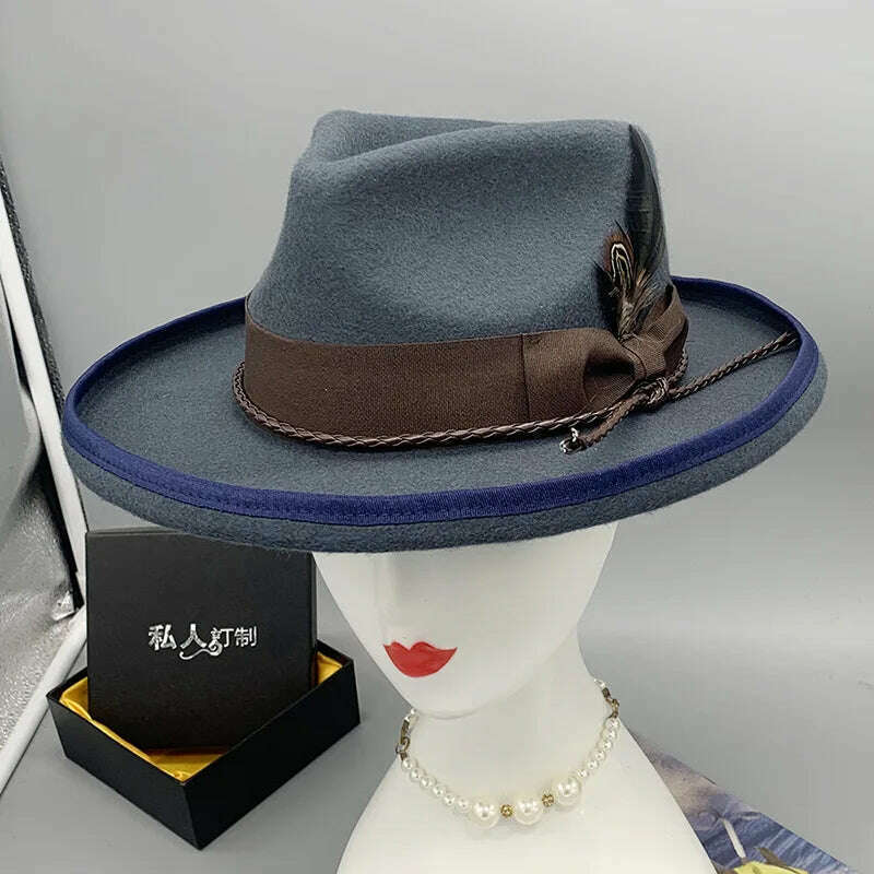 wool fedora for women men fedoras lady hat two toned felt church hat unisex bowknot jazz hat for men and women wholesale price - KIMLUD