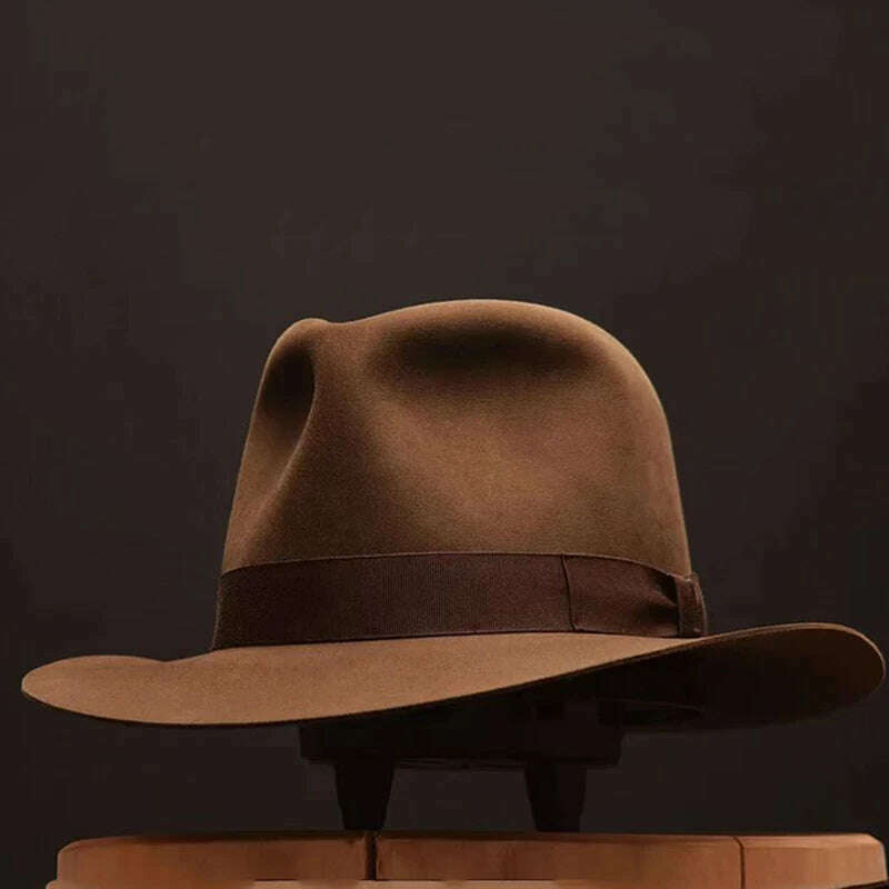 Wool Fedora Hat Vintage Soft Felt Hats Men Trilby Hats Popular Headwear Man's Cap Retro Fedora Hat Women NZ354 - KIMLUD