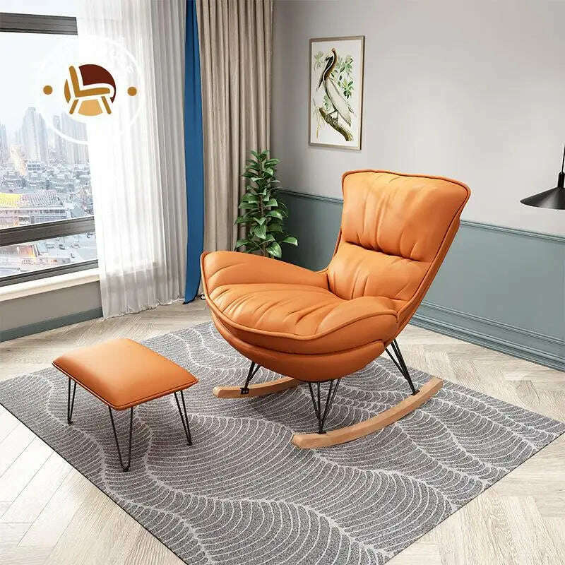 Wuli Home Lazy Living Room Sofa Nordic Style Lazy Leisure Rocking Recliner Light Luxury Living Room Balcony Single Sofa Chair - KIMLUD