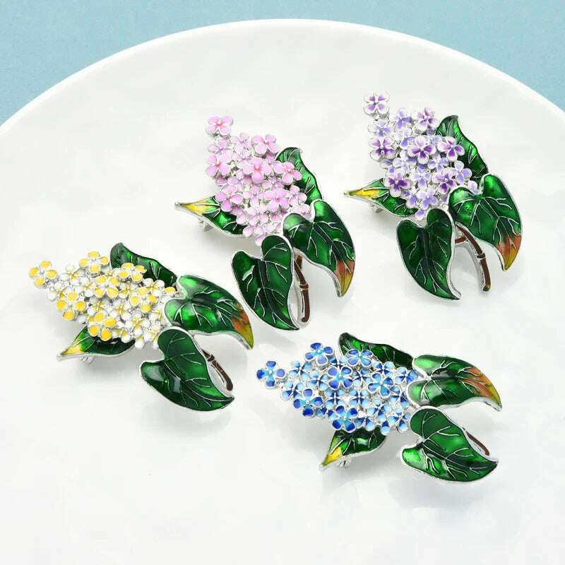 Wuli&baby Enamel Lilac Flower Brooches Beauty Spring 4-color Clove Flower Party Office Brooch Pins Gifts - KIMLUD