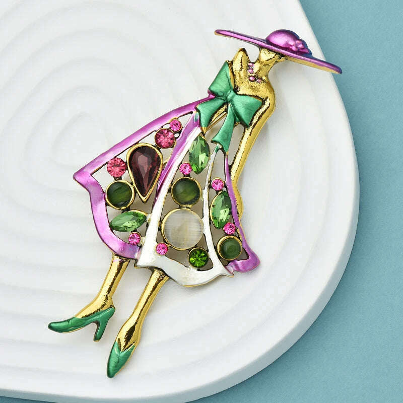 KIMLUD, Wuli&baby Fashion Lady Brooch Pins For Women Unisex Crystal Dress Enamel Hat Beauty Girl Party Office Brooch Pin Gifts, KIMLUD Womens Clothes