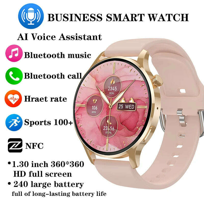 KIMLUD, Xiaomi Mijia Smart Watch Women NFC Voice Assistant Men's Wrist Watches Bluetooth Calls Heart Rate Monitoring Waterproof Bracelet, KIMLUD Womens Clothes