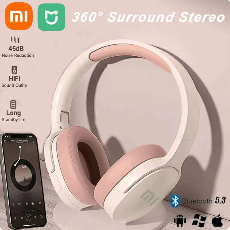 KIMLUD, Xiaomi Wireless Headphones P2961 Bluetooth 5.3 Over-ear Earphone For Samsung iPhone Stereo Hifi Headset Game Earbuds With Mic, KIMLUD Womens Clothes